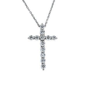 1.00 Ct. tw. Round Diamond Cross on 18" Cable Chain 14K White Gold